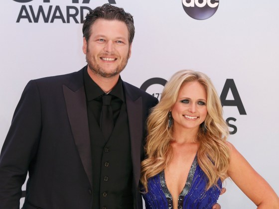 Image: Singer Blake Shelton and his wife, singer Miranda Lambert, arrive at the 47th Country Music Association Awards in Nashville, Tennessee