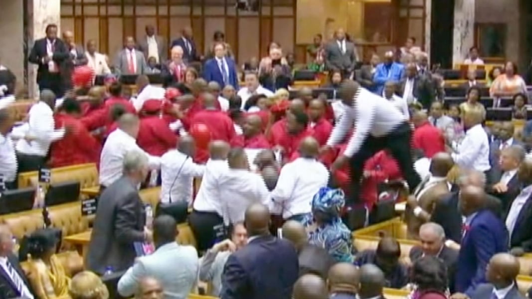Image result for South African Lawmakers Brawl During Parliament Session
