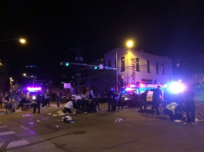 Emergency response after a car hit a crowd outside a club in Austin, Texas.