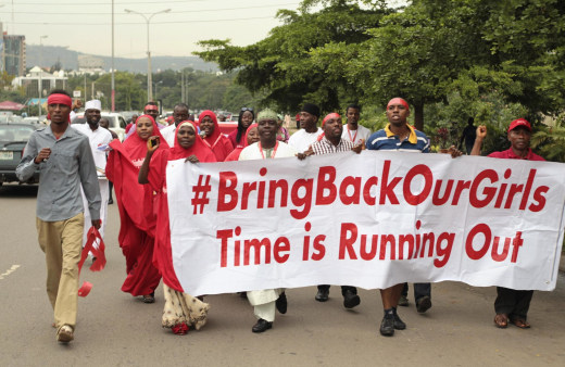 Image: Campaigners from "#Bring Back Our Girls" march during a rally calling for the release of the Abuja school girls who were abducted by Boko Haram militants, in Abuja