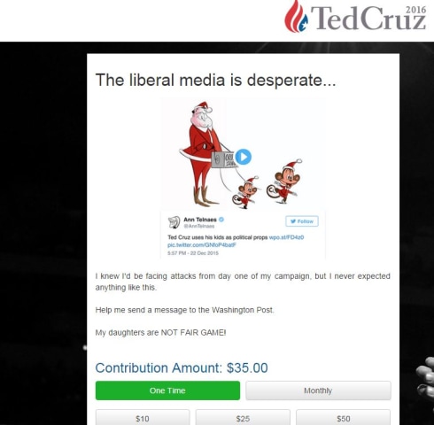 Image: Ted Cruz fundraising appeal over Washington Post animation