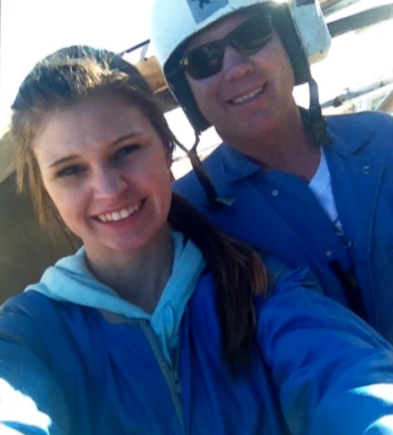 Mackenzie's father, Joe Wethington, accompanied her on the jump at Pegasus Air Sports Center in Chickasha, Okla. 
