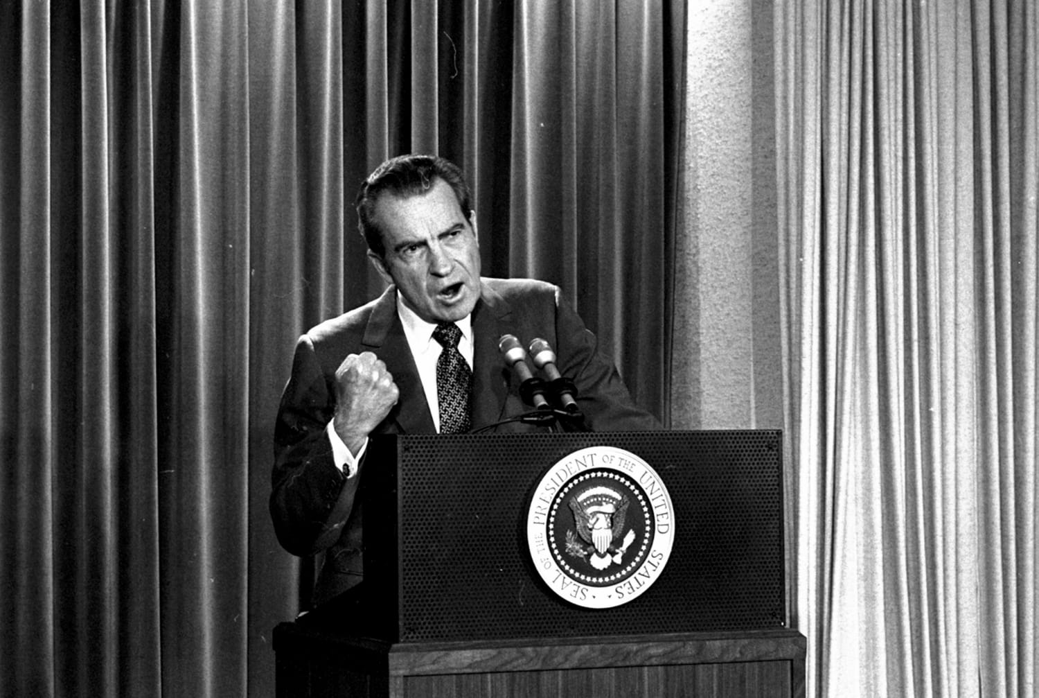 President Richard Nixon announces that he will not allow his legal counsel, John Dean, to testify on Capitol Hill on the Watergate investigation in 1973.