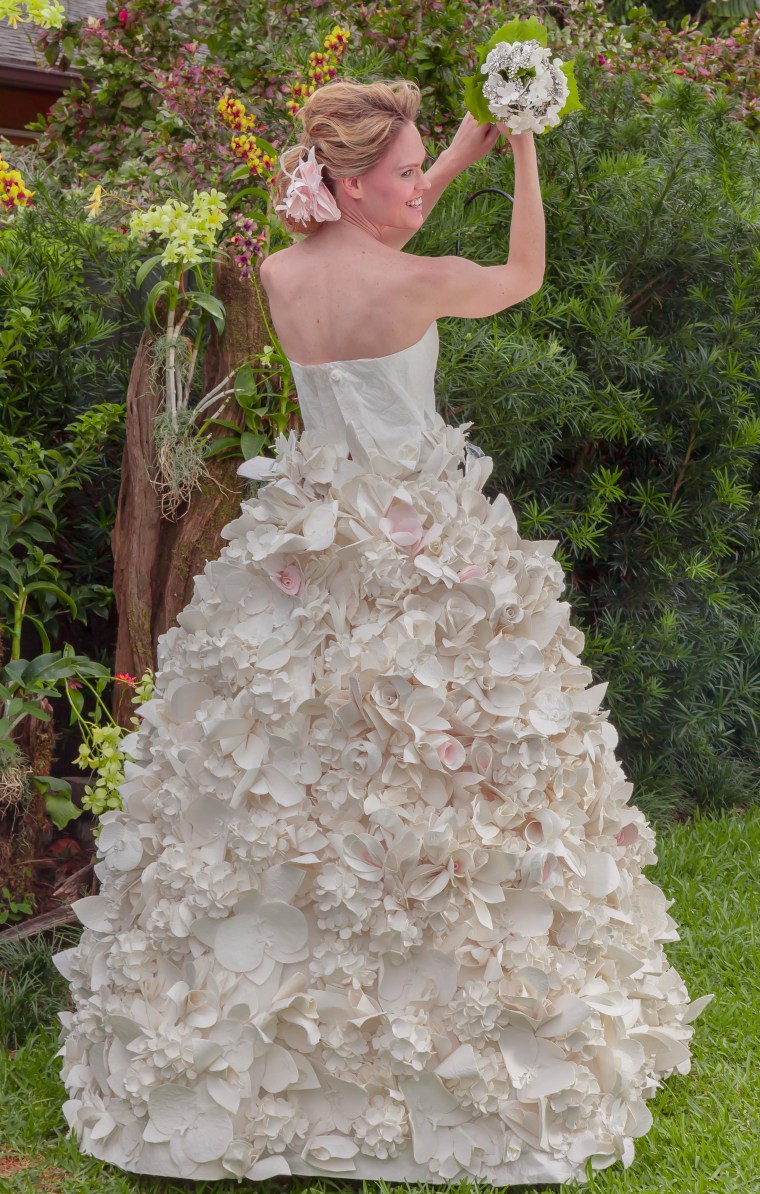 These wedding dresses are made from toilet paper