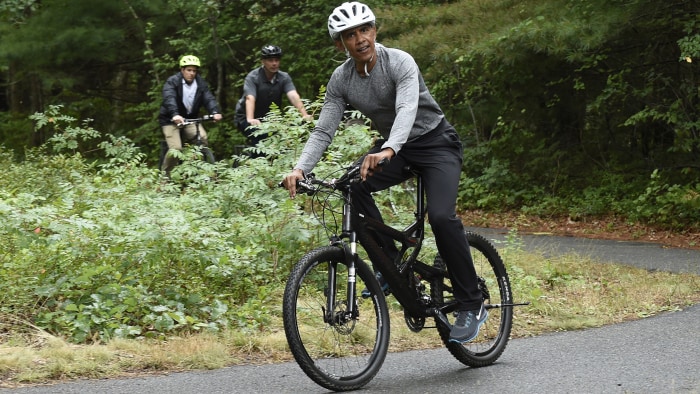 Obama biking