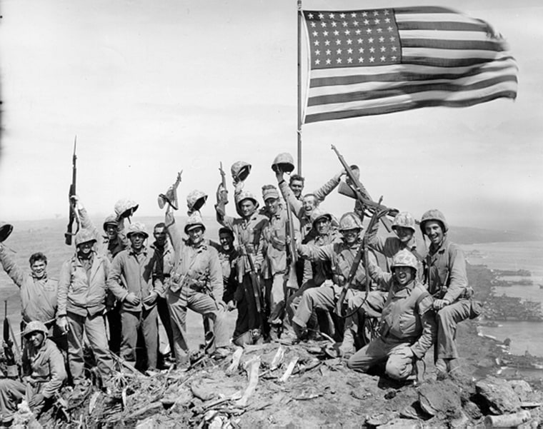 Image result for U.S. flag raised on Iwo Jima 1945 images