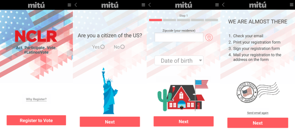 The National Council of La Raza and mitu teamed up to create the LatinosVote voter registration app.