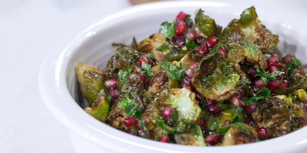 Brussels Sprouts with Pomegranates and Pistachios
