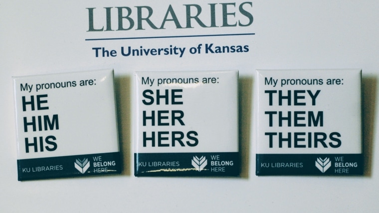 She Her Hers Pronoun Pins Handed Out At University Of Kansas