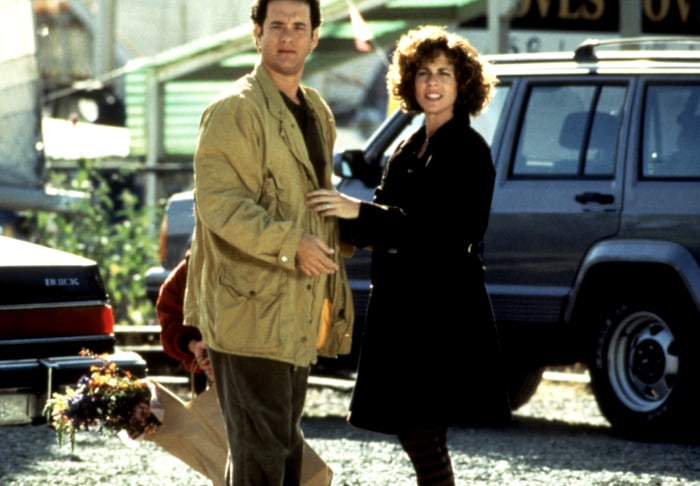 The couple on the set of the 1993 film, Sleepless in Seattle