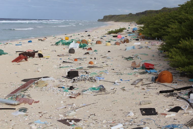 Image: Plasti waste on Henderson Island in the south Pacific Ocean