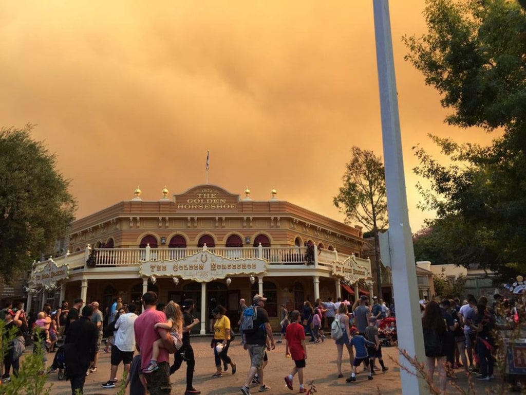 Orange Skies Shroud Disneyland Wildfires Loom NBC News