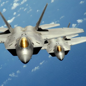 Image: U.S. Air Force handout photo of two F-22 stealth fighters