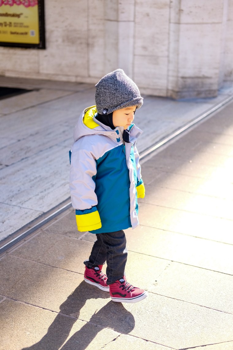 Bash hits the playground on a nearly daily basis in this winter-wear staple.