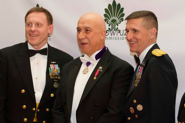 Image: Adm. Mike Rogers, director of the NSA, Bijan Kian, center, and Mike Flynn at the fifth annual Nowruz Commission
