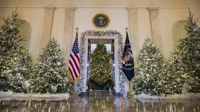 Image result for First lady Melania Trump unveils sneak peek at White House holiday decorations