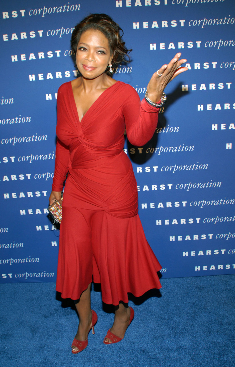 oprah winfrey burgundy dress