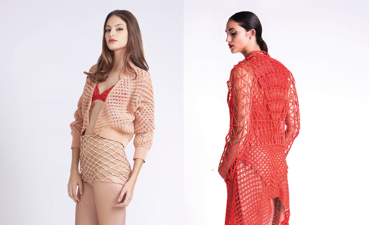 A 3D printed bomber jacket and dress by Danit Peleg.