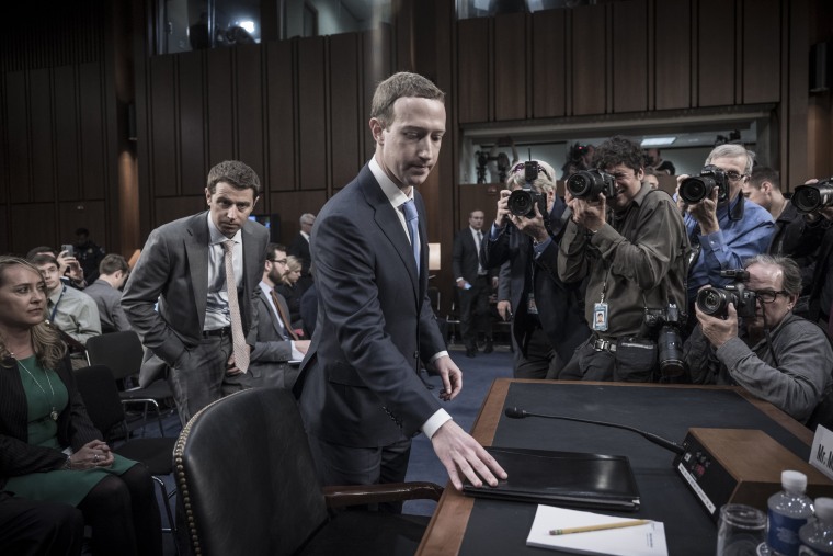 Image: Facebook founder Mark Zuckerberg appears before a Senate hearing