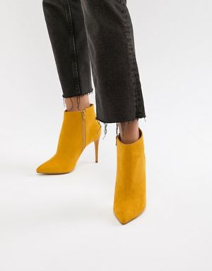 mustard suede ankle boots