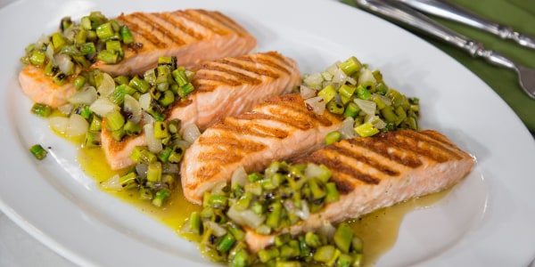 Scott Conant's Grilled Salmon with Asparagus Tapenade