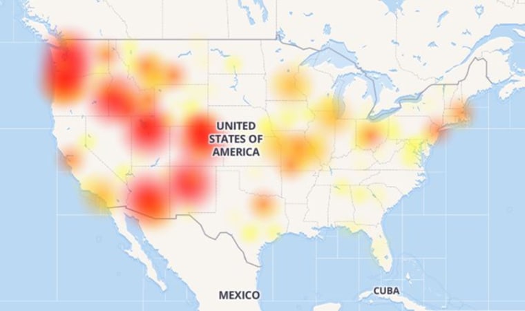 A CenturyLink outage map on Dec. 28, 2018.