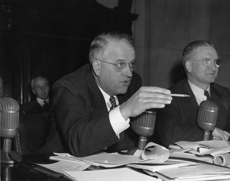 Senators Kenneth Wherry, left, and J. Lister Hill conducted the first congressional investigation into homosexuality in the federal workforce.