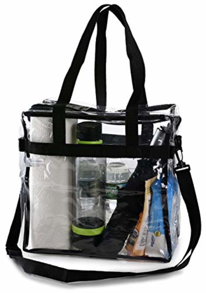 See Through Tote Bag for Work Sports Games and Concerts-12 x12 x6（Black） Maytreebags Clear Tote Bag Stadium Approved,Transparent Tote Bag Stadium Security Travel and Gym Clear Bag