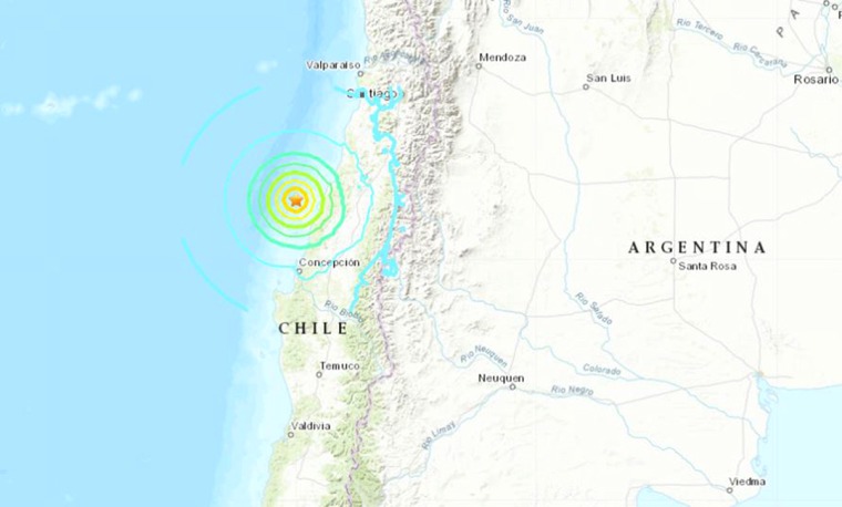 Image: A 6.8 magnitude earthquake struck off the coast of Chile on Sept. 29, 2019.