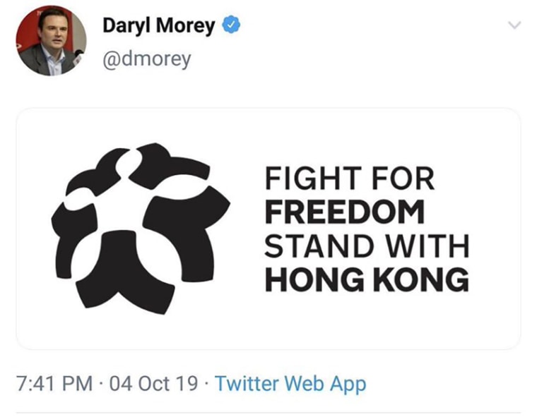 Image result for daryl morey hong kong tweet