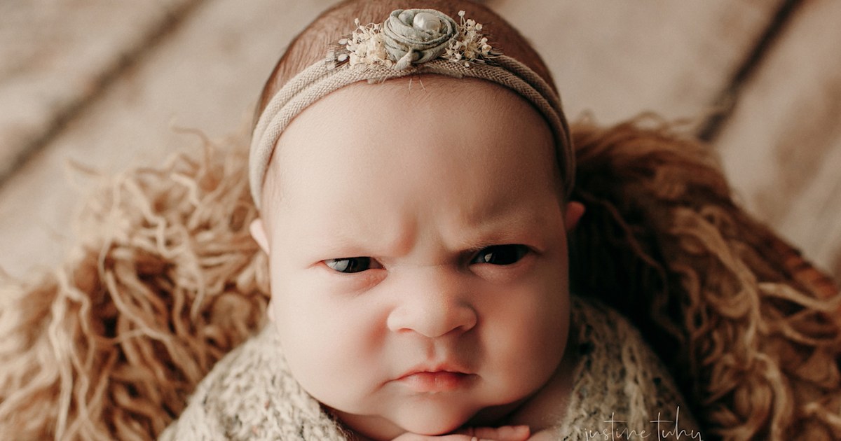 'I love the mean mug' Baby's photo shoot scowl goes viral