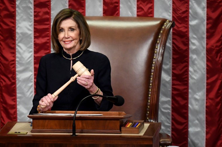 Image: House Speaker Nancy Pelosi presides over the vote for articles of impeachment against President Donald Trump at the Capitol on Dec. 18, 2019.