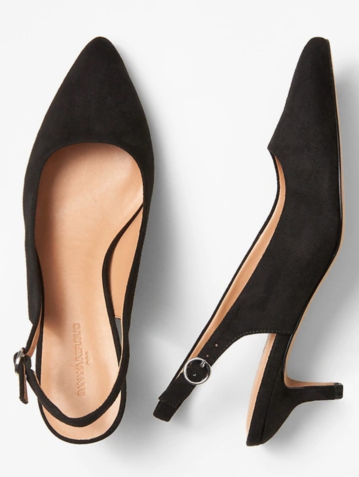 dressy black low heel shoes