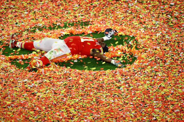 Image: Derrick Nnadi of the Kansas City Chiefs celebrates after winning the Super Bowl in Miami on Feb. 2, 2020.