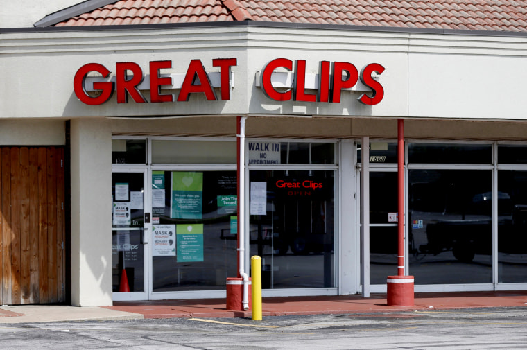 Image: The Great Clips hair salon in Springfield, Mo., on May 22, 2020. A stylist who tested positive for coronavirus worked at the salon for over a week.