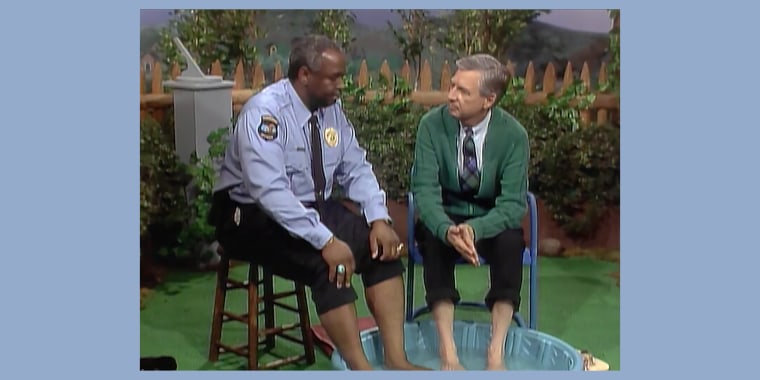 In a 1993 episode of "Mister Rogers' Neighborhood," Rogers invited Officer Clemmons to soak his feet in a wading pool, a reference to a 1969 episode with a similar scene, which aired amid civil unrest over racially segregated pools.