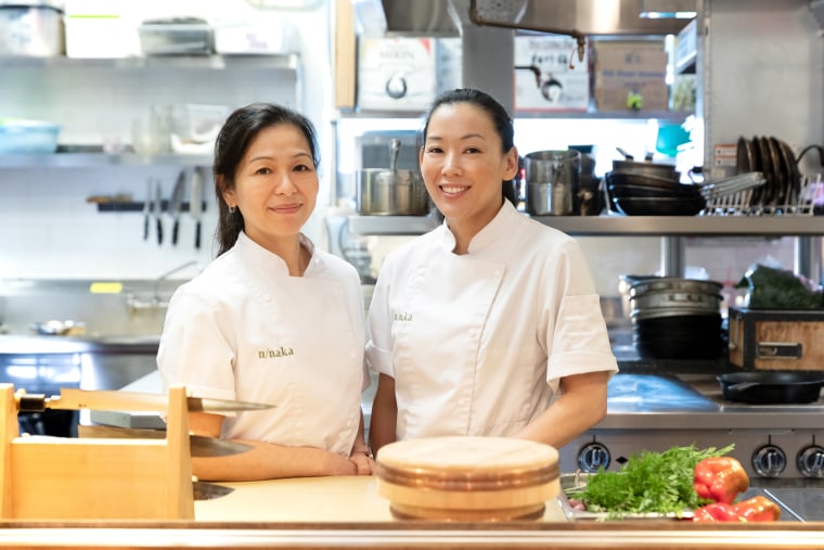 Chef Niki Nakayama and sous chef Carole Iida-Nakayama in Michelin restaurant n/naka.