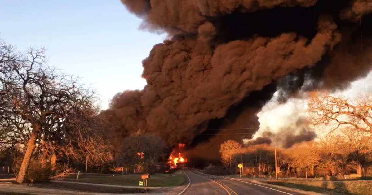 A huge explosion erupts after an 18-wheeler hits the Texas fuel train