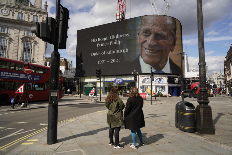 Image: The electronic billboard at Piccadilly Circus displays a tribute to Britain's Prince Philip, Duke of Edinburgh in central London