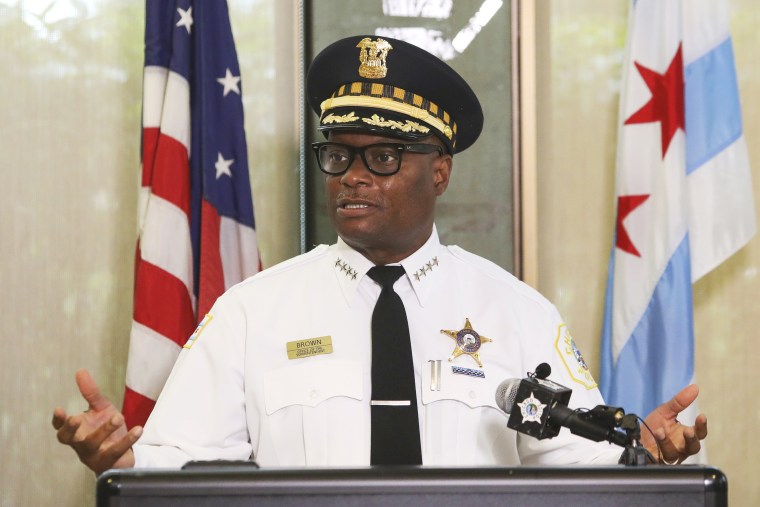 Chicago Police Superintendent David Brown speaks at a news conference on Monday, July 27, 2020.